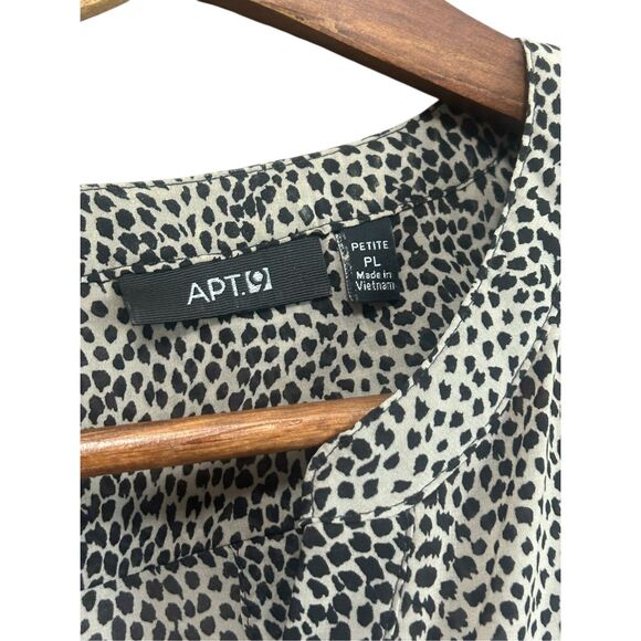 APT. 9 Womens Petite Top Animal Print 3/4 Roll Tab Sleeve Career Blouse - Picture 3 of 5